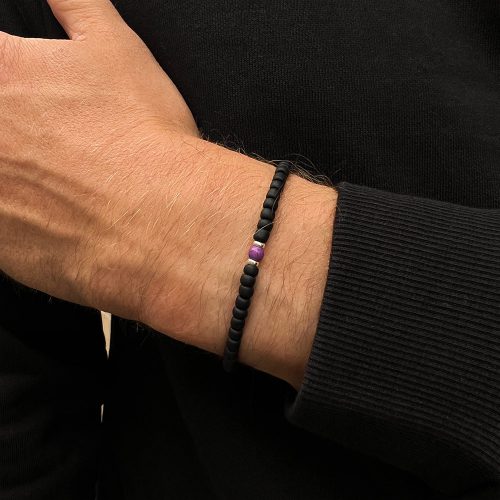 czarna bransoletka koralikowa