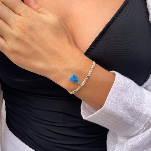 bransoletka styl boho z niebieskim chwostem