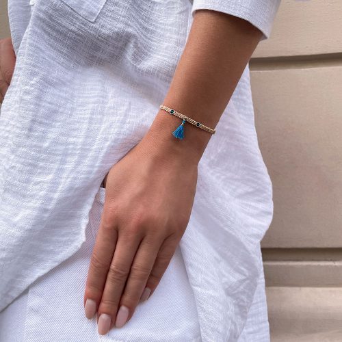 beżowa bransoletka makrama z chwostem