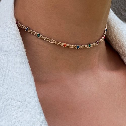beżowy choker z koralikami