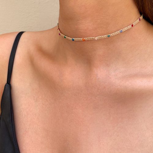 choker boho makrama z koralikami