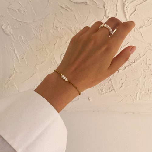 bransoletka i pierścionek z perłą