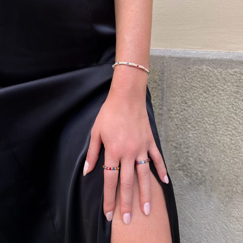 pierścionki z koralikami kolorowe