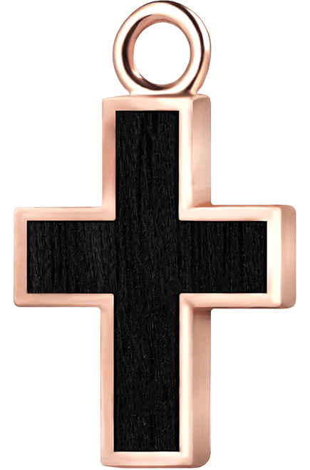 Krzyżyk różowe złoto czarny klon