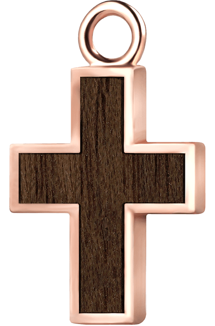 Krzyżyk różowe złoto orzech