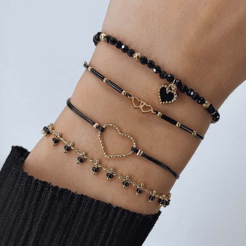 zestaw czarnych bransoletek dla niej