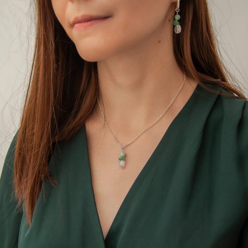 naszyjnik z jadeitem, awenturynem i kamieniem księżycowym