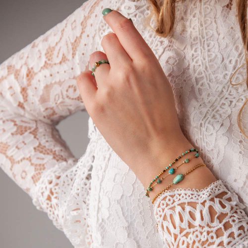 zestaw bransoletek z turkusu