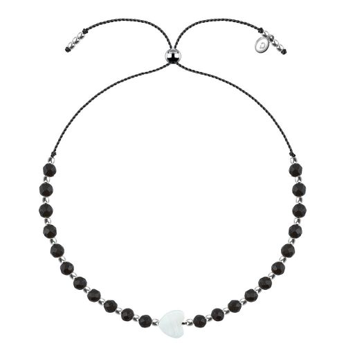 bransoletka z białym sercem i onyksem