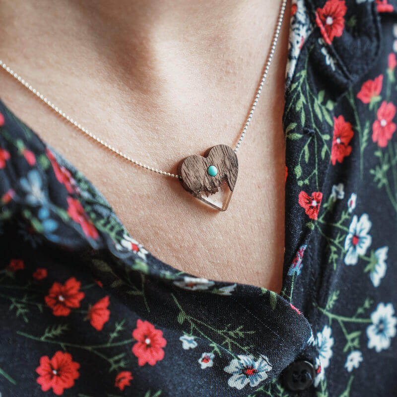 plantwear drewniany naszyjnik serce